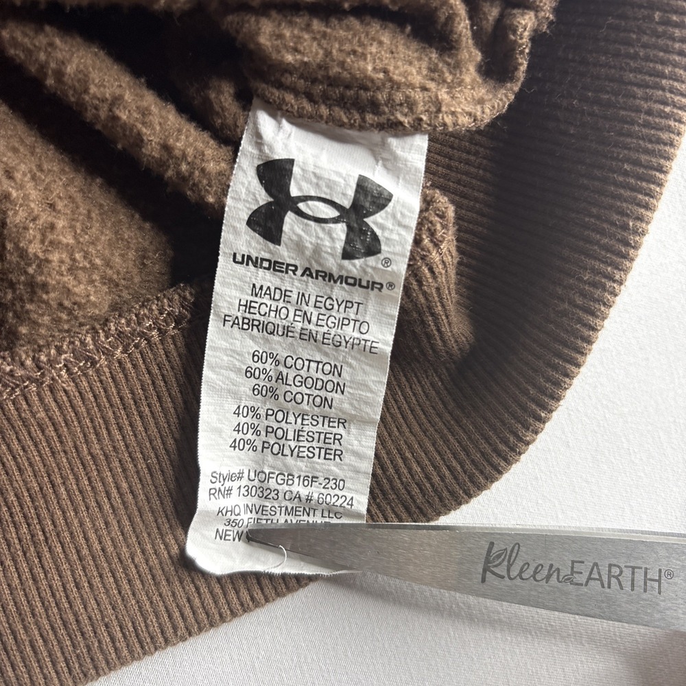 Under Armor Youth Large Brown Long Sleeve Fleece Hoodie Athletic Gym Casual - Picture 4 of 7